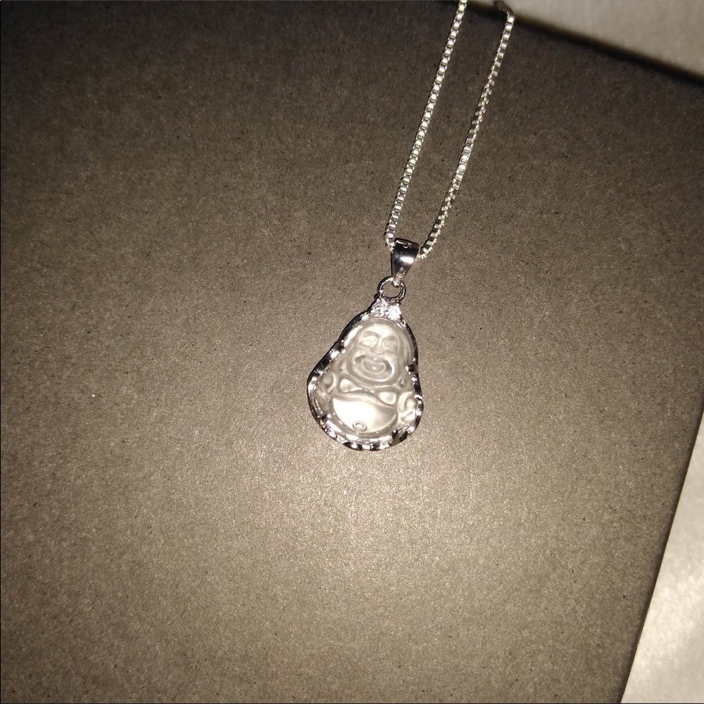 silver buddha necklace